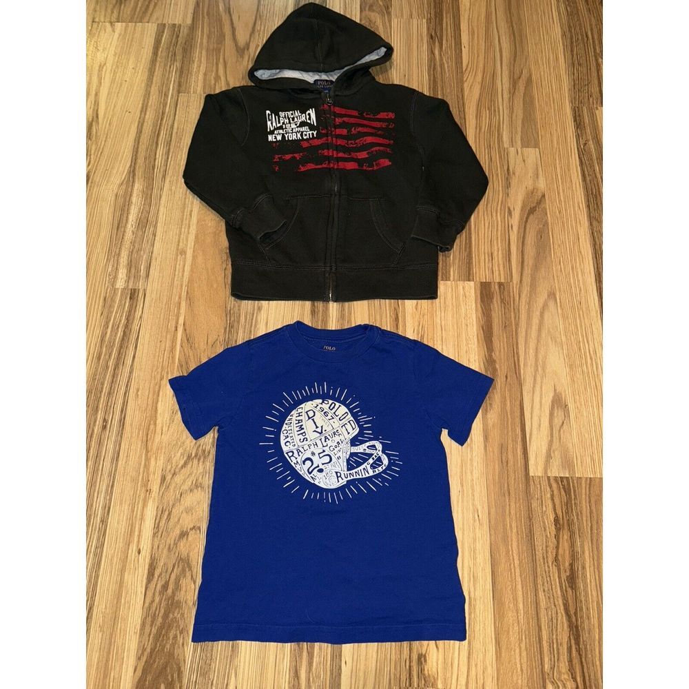 Polo Ralph Lauren Boys 4 4T Lot USA flag Zip Up Hoodie Hooded Sweatshirt T-shirt